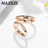 AULEEZE Solid 18K Rose Gold Ring For Couple Noble Temperament Real Diamond Wedding Engagement Ring Wedding Jewelry