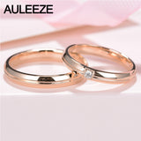 AULEEZE Solid 18K Rose Gold Ring For Couple Noble Temperament Real Diamond Wedding Engagement Ring Wedding Jewelry