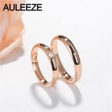 AULEEZE Solid 18K Rose Gold Ring For Couple Noble Temperament Real Diamond Wedding Engagement Ring Wedding Jewelry