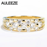 AULEEZE Unique 1CTTW White Real Diamond Rings For Women Au750 18k Yellow Gold Natural Diamond Wedding Engagement Ring Band