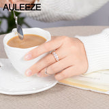 AULEEZE Unique 1CTTW White Real Diamond Rings For Women Au750 18k Yellow Gold Natural Diamond Wedding Engagement Ring Band