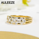 AULEEZE Unique 1CTTW White Real Diamond Rings For Women Au750 18k Yellow Gold Natural Diamond Wedding Engagement Ring Band