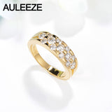 AULEEZE Unique 1CTTW White Real Diamond Rings For Women Au750 18k Yellow Gold Natural Diamond Wedding Engagement Ring Band