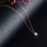 Aazuo 18K Rose Gold Simple Four Claw Diamond Free Pendent Necklace gifted for Women Girls Engagement Wedding Link Chain