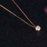 Aazuo 18K Rose Gold Simple Four Claw Diamond Free Pendent Necklace gifted for Women Girls Engagement Wedding Link Chain