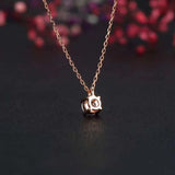 Aazuo 18K Rose Gold Simple Four Claw Diamond Free Pendent Necklace gifted for Women Girls Engagement Wedding Link Chain