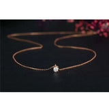 Aazuo 18K Rose Gold Simple Four Claw Diamond Free Pendent Necklace gifted for Women Girls Engagement Wedding Link Chain