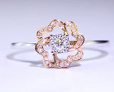 Aazuo 18K White Gold Rose Gold Real Diamond 0.15ct H Si1 Moving Ring Jewelry Sets for Woman Charm Jewelry Gift  Au750