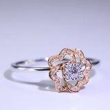 Aazuo 18K White Gold Rose Gold Real Diamond 0.15ct H Si1 Moving Ring Jewelry Sets for Woman Charm Jewelry Gift  Au750