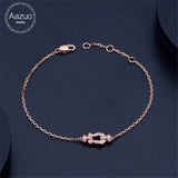 Aazuo Real 18K Rose Gold Real Diamond IJ SI 0.10ct Originality Anchor Micro Paved Bracelet gifted for Women Birthday Chain Au750