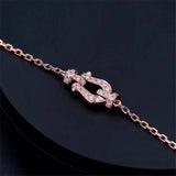 Aazuo Real 18K Rose Gold Real Diamond IJ SI 0.10ct Originality Anchor Micro Paved Bracelet gifted for Women Birthday Chain Au750