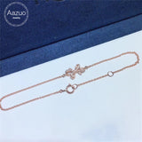 Aazuo Real 18K Rose Gold Real Diamonds IJ SI Originality Bowknot Micro Paved Bracelet gifted for Women Birthday Party Au750