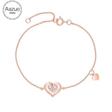 Aazuo Real 18K Rose Gold Real Diamonds IJ SI Originality Lovely Heart Micro Paved Bracelet gifted for Women Birthday Party Au750