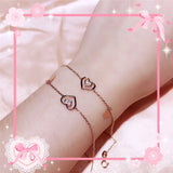 Aazuo Real 18K Rose Gold Real Diamonds IJ SI Originality Lovely Heart Micro Paved Bracelet gifted for Women Birthday Party Au750