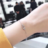 Aazuo Real 18K White Gold Real Diamond IJ SI 0.10ct Originality Anchor Micro Paved Bracelet gifted for Women Birthday Chain