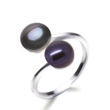 Adjustable double pearl rings for women,multi natural freshwater pearl rings jewelry 925 silver finger rings wedding gift