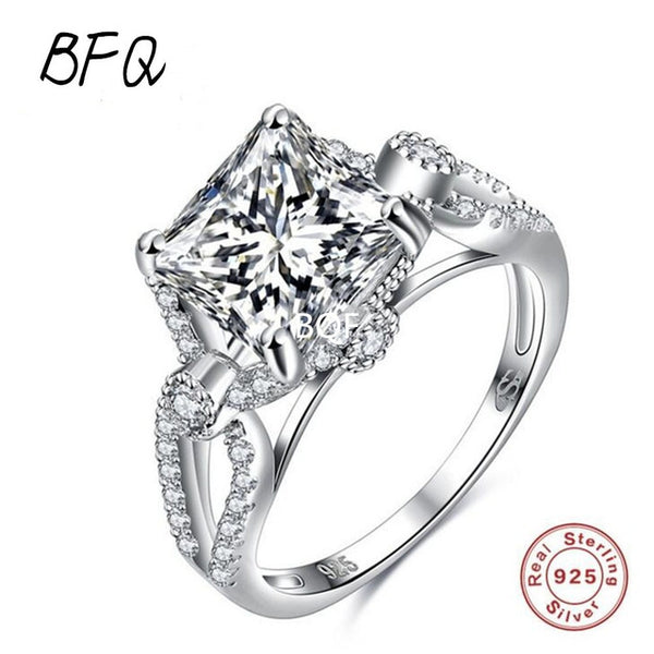 Anel Feminino Real Engagement Bfq 2018 Top Fashion 925 Sterling Rings Dazzling Ring Women's Vintage Style Princess Fine Jewelry