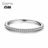 BAIHE Solid 10k White Gold 0.1CT Certified Round 100% Natural Diamonds Women Anniversary Women Classic Fine Jewelry unique Ring