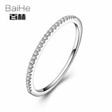 BAIHE Solid 10k White Gold 0.1CT Certified Round 100% Natural Diamonds Women Anniversary Women Classic Fine Jewelry unique Ring