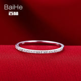 BAIHE Solid 10k White Gold 0.1CT Certified Round 100% Natural Diamonds Women Anniversary Women Classic Fine Jewelry unique Ring