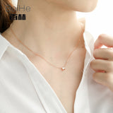 BAIHE Solid 14K Rose Gold 0.10ct Certified H/SI 100% Genuine Natural Diamonds Women Trendy Fine Jewelry Elegant gift Necklaces