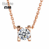 BAIHE Solid 14K Rose Gold 0.10ct Certified H/SI 100% Genuine Natural Diamonds Women Trendy Fine Jewelry Elegant gift Necklaces