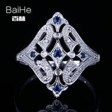 BAIHE Solid 14K White Gold(AU585)0.2CT Certified H/SI Round Cut Genuine Natural Diamonds Wedding Women Trendy Fine Jewelry Ring