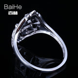 BAIHE Solid 14K White Gold(AU585)0.2CT Certified H/SI Round Cut Genuine Natural Diamonds Wedding Women Trendy Fine Jewelry Ring