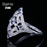 BAIHE Solid 14K White Gold(AU585)0.2CT Certified H/SI Round Cut Genuine Natural Diamonds Wedding Women Trendy Fine Jewelry Ring