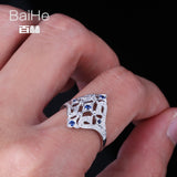 BAIHE Solid 14K White Gold(AU585)0.2CT Certified H/SI Round Cut Genuine Natural Diamonds Wedding Women Trendy Fine Jewelry Ring