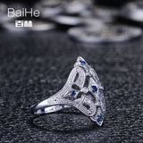 BAIHE Solid 14K White Gold(AU585)0.2CT Certified H/SI Round Cut Genuine Natural Diamonds Wedding Women Trendy Fine Jewelry Ring