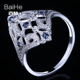 BAIHE Solid 14K White Gold(AU585)0.2CT Certified H/SI Round Cut Genuine Natural Diamonds Wedding Women Trendy Fine Jewelry Ring