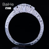 BAIHE Solid 14K White Gold(AU585)0.5CT Certified H/SI Round Cut Genuine Natural Diamonds Wedding Women Trendy Fine Jewelry Ring