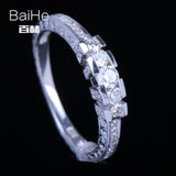 BAIHE Solid 14K White Gold(AU585)0.5CT Certified H/SI Round Cut Genuine Natural Diamonds Wedding Women Trendy Fine Jewelry Ring