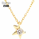 BAIHE Solid 14K Yellow Gold 0.07ct Certified H/SI 100% Genuine Natural Diamonds Women Trendy Fine Jewelry Elegant gift Necklaces