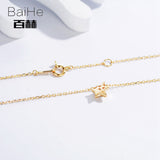 BAIHE Solid 14K Yellow Gold 0.07ct Certified H/SI 100% Genuine Natural Diamonds Women Trendy Fine Jewelry Elegant gift Necklaces