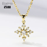 BAIHE Solid 14K Yellow Gold 0.10ct Certified H/SI Genuine Natural Diamonds Engagement Women Trendy Fine Jewelry gift Necklaces