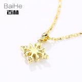 BAIHE Solid 14K Yellow Gold 0.10ct Certified H/SI Genuine Natural Diamonds Engagement Women Trendy Fine Jewelry gift Necklaces