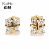 BAIHE Solid 14K Yellow Gold 0.40CT H/SI Genuine Natural Diamonds Engagement Trendy Fine Jewelry Elegant Unique Stud Earrings