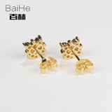 BAIHE Solid 14K Yellow Gold 0.40CT H/SI Genuine Natural Diamonds Engagement Trendy Fine Jewelry Elegant Unique Stud Earrings