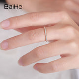 BAIHE Solid 14K Yellow Gold Engagement Wedding Ring Round Cut Diamond Eternity Anniversary Band