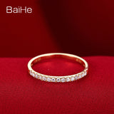 BAIHE Solid 14K Yellow Gold Engagement Wedding Ring Round Cut Diamond Eternity Anniversary Band