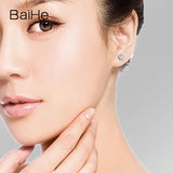 BAIHE Solid 18K White Gold 0.16CT H/SI Round Genuine Natural Diamonds Wedding Trendy Fine Jewelry Elegant Unique Stud Earrings