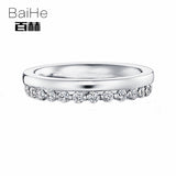 BAIHE Solid 18K White Gold 0.36ct Certified H/SI Round 100% Genuine Natural Diamonds Engagement Women Jewelry Trendy Couple Ring