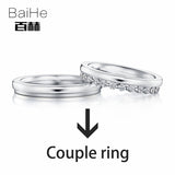 BAIHE Solid 18K White Gold 0.36ct Certified H/SI Round 100% Genuine Natural Diamonds Engagement Women Jewelry Trendy Couple Ring