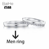 BAIHE Solid 18K White Gold 0.36ct Certified H/SI Round 100% Genuine Natural Diamonds Engagement Women Jewelry Trendy Couple Ring