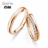 BAIHE Solid 18K White Gold 0.36ct Certified H/SI Round 100% Genuine Natural Diamonds Engagement Women Jewelry Trendy Couple Ring