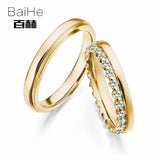 BAIHE Solid 18K White Gold 0.36ct Certified H/SI Round 100% Genuine Natural Diamonds Engagement Women Jewelry Trendy Couple Ring