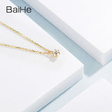 BAIHE Solid 18K Yellow Gold 0.10CT Certified H/SI Genuine Natural Diamond Engagement Women Trendy Fine Jewelry Gift Necklaces