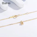 BAIHE Solid 18K Yellow Gold 0.10CT Certified H/SI Genuine Natural Diamond Engagement Women Trendy Fine Jewelry Gift Necklaces